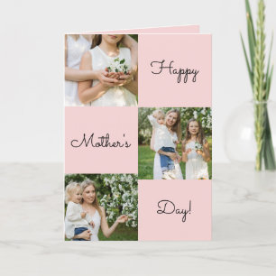Pink Sweet Calligraphy Mother's Day Photo Collage Holiday Card