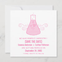 Pink Sweet Chemistry Save the Date Invite