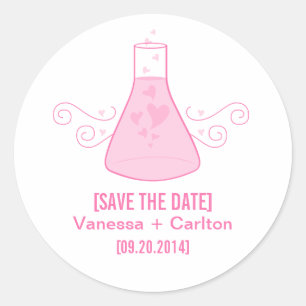 Pink Sweet Chemistry Save the Date Stickers