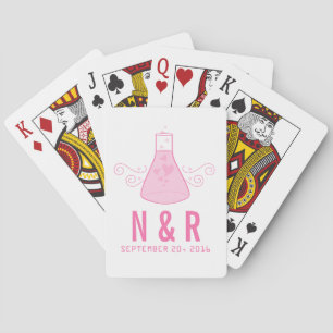 Pink Sweet Chemistry Wedding Playing Cards