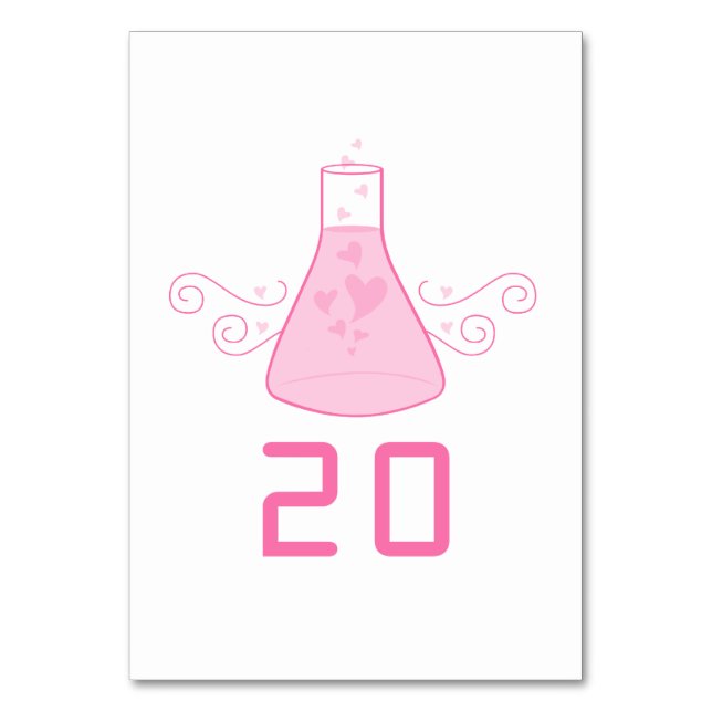 Pink Sweet Chemistry Wedding Table Card (Front)