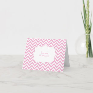 Pink Sweet Chevron Personalised Folded Note Card