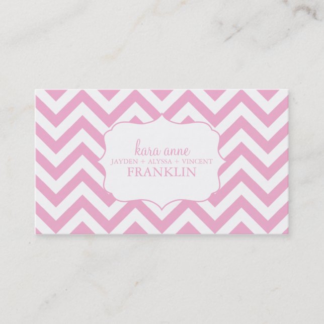 Pink Sweet Chevron Personalised Mummy Contact / Calling Card (Front)