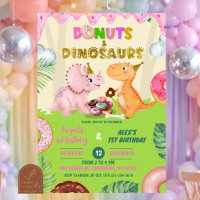 Pink Sweet Doughnut & Dinos Joint Sibling Birthday