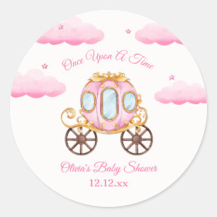 Pink Sweet Fairy Princess Carriage Baby Shower Classic Round Sticker