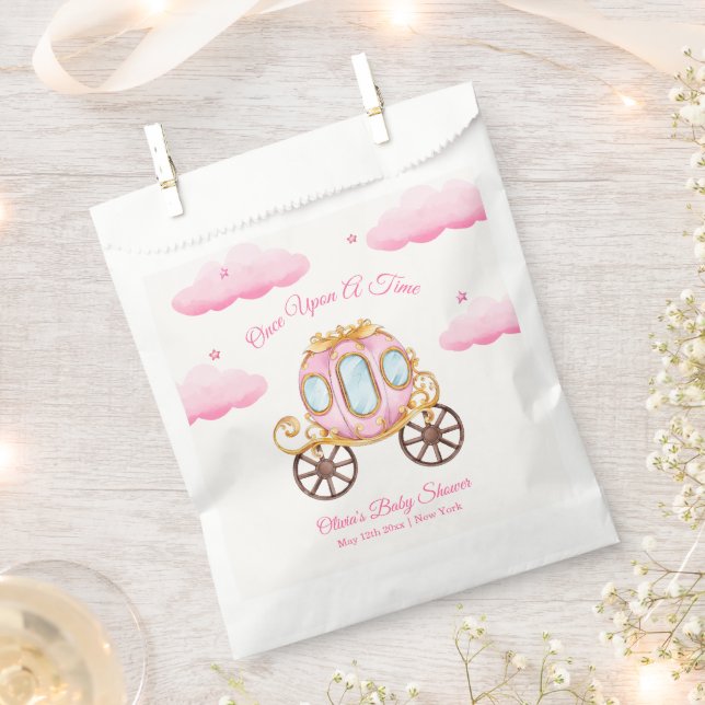 Pink Sweet Fairy Princess Carriage Baby Shower  Favour Bags (Clipped)