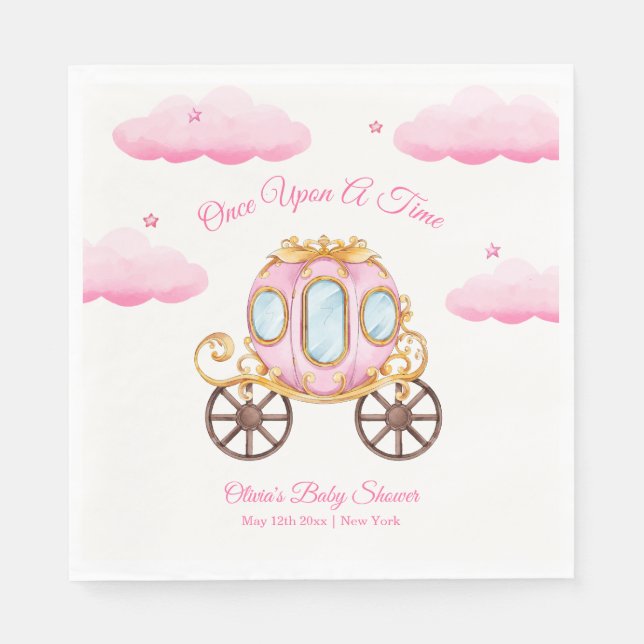 Pink Sweet Fairy Princess Carriage Baby Shower  Napkin (Front)