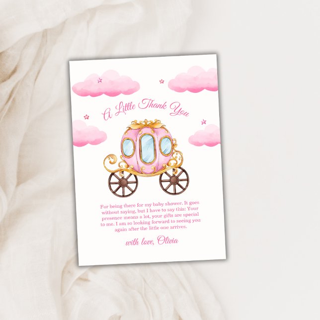 Pink Sweet Fairy Princess Carriage Baby Shower  Thank You Card (Pink Sweet Fairy Princess Carriage Baby Shower Thank You Card)