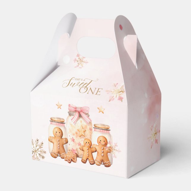 Pink Sweet Gingerbread Christmas Girl Birthday Favour Box (Front Side)