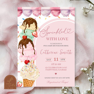 Pink Sweet Ice Cream Baby Sprinkle Invitation