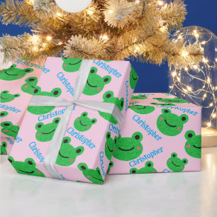 Pink Sweet Life Frog Pattern Wrapping Paper