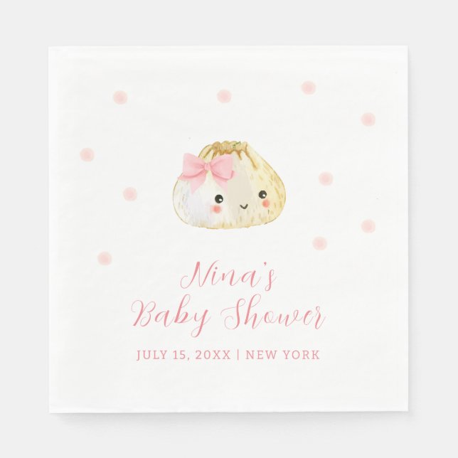 Pink Sweet Little Dumpling Girl Baby Shower  Napkin (Front)