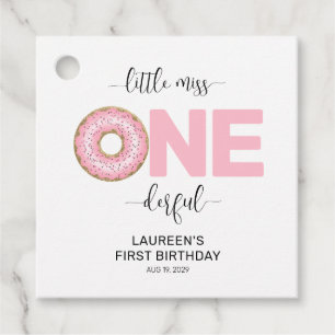Pink Sweet Little MIss 1st Birthday  Favour Tags