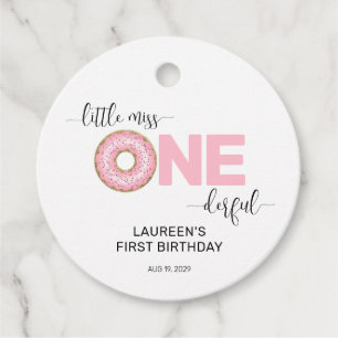 Pink Sweet Little MIss 1st Birthday  Favour Tags