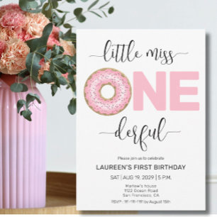 Pink Sweet Little MIss 1st Birthday Invitation