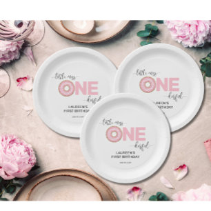 Pink Sweet Little MIss 1st Birthday Paper Plate