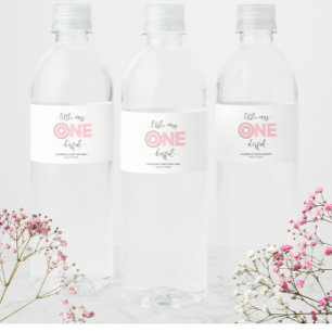 Pink Sweet Little MIss 1st Birthday Water Bottle Label