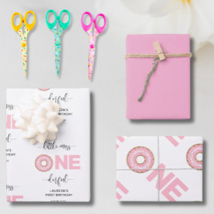 Pink Sweet Little MIss 1st Birthday  Wrapping Paper Sheet
