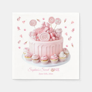 Pink Sweet One Birthday Napkins