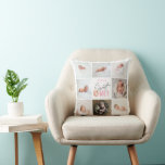 pink sweet one doughnut 1st birthday multi photo cushion<br><div class="desc">cute pink doughnut first birthday photo collage. Modern script text design. Part of a collection.</div>