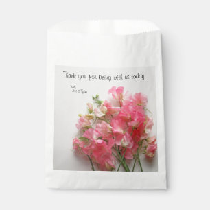 Pink sweet pea bouquet favour bags