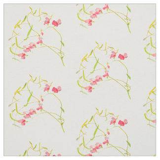 Pink Sweet Pea Flower Pattern Fabric