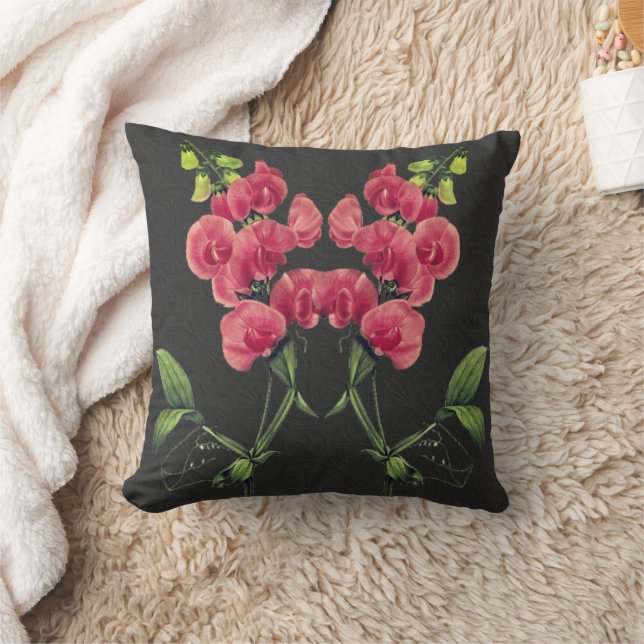 Pink Sweet Pea Flowers Cushion (Blanket)