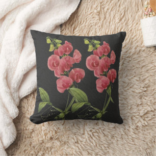 Pink Sweet Pea Flowers Cushion