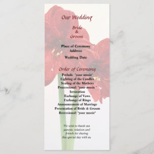 Pink Sweet Pea Heart Wedding Program Programme