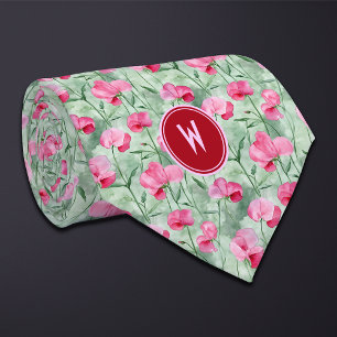 Pink Sweet Peas Floral  Tie