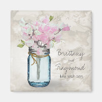 PINK SWEET PEAS VINTAGE MASON JAR WATERCOLOR