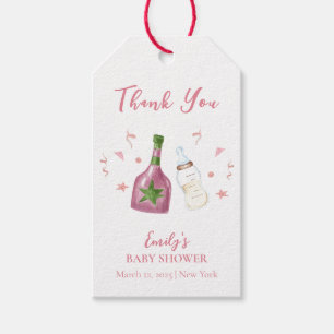 Pink Sweet Poppin Champagne Bottles Baby Shower Gift Tags
