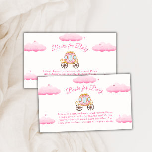 Pink Sweet Princess Carriage Books Baby Shower  Enclosure Card
