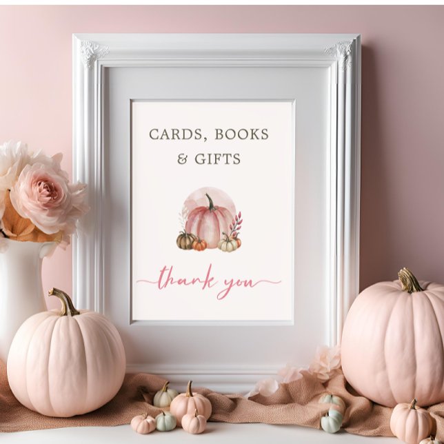 Pink Sweet Pumpkin Baby Girl Shower Card Book Gift Poster (Creator Uploaded)