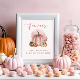 Pink Sweet Pumpkin Baby Girl Shower Favours Here Poster