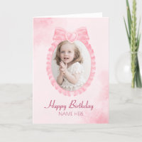 Pink sweet ribbon bow girly photo Happy Birthday