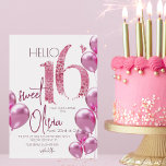 Pink Sweet Sixteen 16th Birthday  Invitation<br><div class="desc">Stylish cool black gold leopard Sweet 16 birthday party  invitation in modern style with handwritten calligraphy and number 16 pink glitter leopard print. A bright stylish modern youth party invitation that cannot go unnoticed by guests and will help complement any celebration.</div>