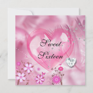 Pink SWEET SIXTEEN 16th Birthday Party Invitation