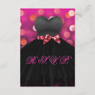 Pink Sweet Sixteen Black Dress Birthday RSVP Card