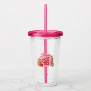 Pink Sweet Sixteen Drinking Glass