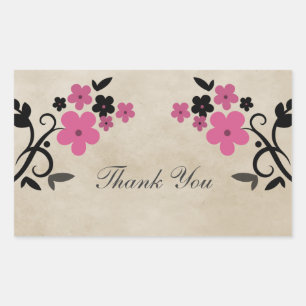 Pink Sweet Vintage Floral Thank You Stickers