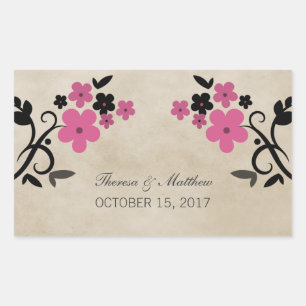 Pink Sweet Vintage Floral Wedding Stickers