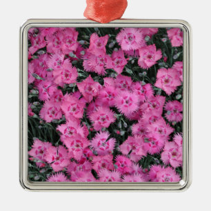 Pink sweet william flowers metal tree decoration