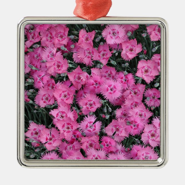 Pink sweet william flowers metal tree decoration (Front)