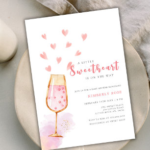 Pink Sweetheart Champagne Valentines Baby Shower Invitation