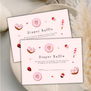 Pink Sweetheart Doughnuts Diaper Raffle Baby Showe Enclosure Card