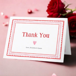 Pink Sweetheart Girl Baby Shower Folded Thank You Card