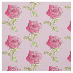 Pink Sweetheart Rose Flower Mauve Fabric