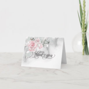 Pink Sweetheart Roses  BarefootBride™ Thank You Card