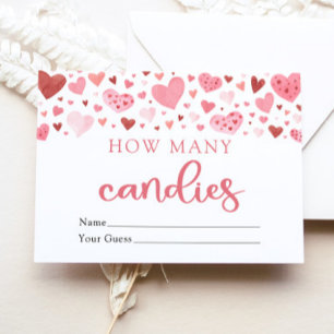 Pink Sweetheart Valentine How Many Candies Game Enclosure Card